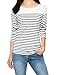 Allegra K Women's Slim Fit Long Sleeve Striped T-Shirt Round Neck Tops Small Dark Blue