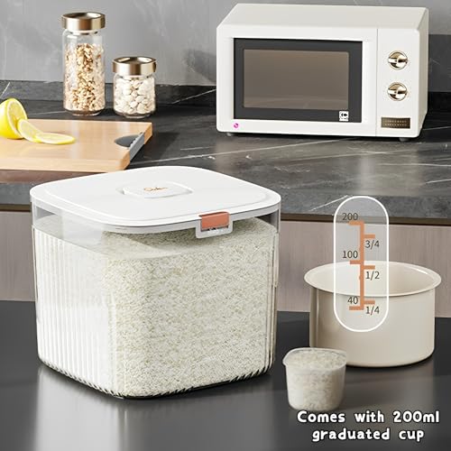 Beauenty Rice Storage Container,Large Food Storage Bin for Kitchen with Sealing Lid,Pet Food Dispenser,Versatile Pantry Organizer for Rice Grains Flour Cereal Pet Food (10kg)