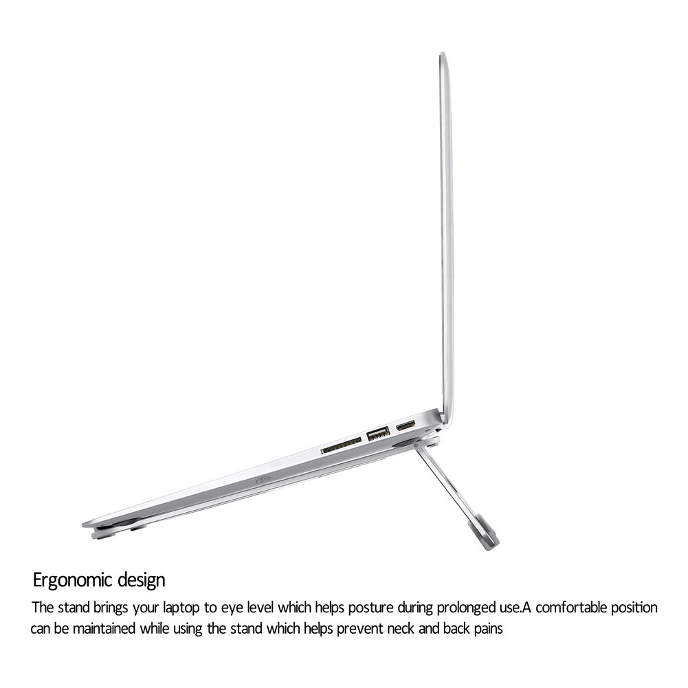 Aluminum Laptop Stand, JASTEK Compact Universal Portable Adjustable Stand with Folding Holder for Laptop Notebook Tablet and more - Silver