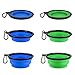 Sabuy Collapsible Dog Cat Travel Bowl, Pet Pop-Up Food Water Feeder Foldable Bowls With Carabiner Clip, Blue/Green, Set Of 2