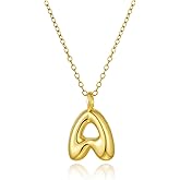 Initial Necklaces for Women, 14k Gold Plated Bubble Letter Necklace Trendy Balloon Letter Pendant Necklace Dainty Custom Personalized Name Bubble Necklaces Gold Jewelry Valentine's Day Gifts for Her