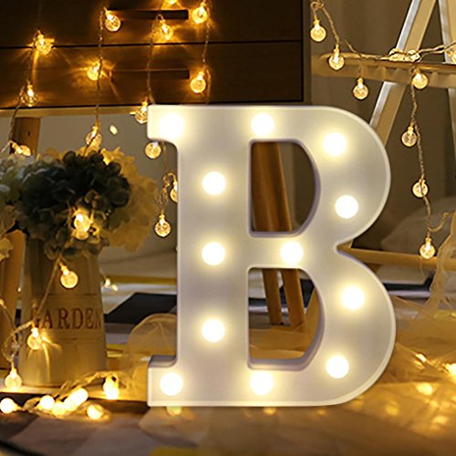 Kanzd Alphabet LED Letter Lights Light Up White Plastic Letters Standing Hanging (B)