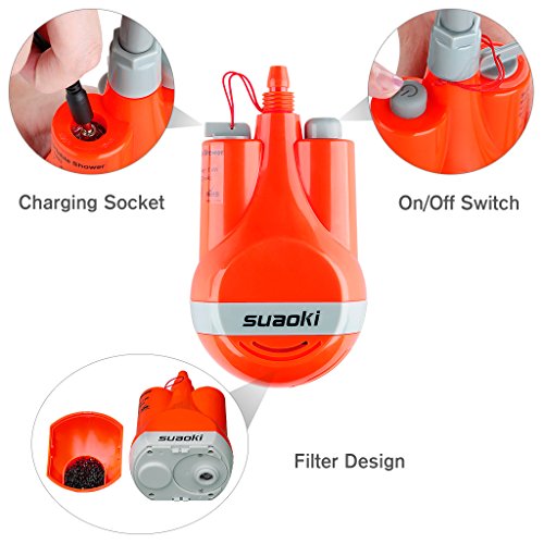 SUAOKI Portable Camping Shower Battery Operated with Showerhead, 1.8m