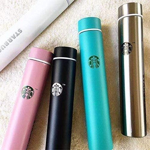Glorygifts Starbucks Stylish Sleek Cylinder Shape Stainless Steel Flask (300 ml) Best Return Gifts Online (Black)