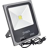 ZHMA LED 50W Outdoor Flood Light, 6000K Daylight White,Super Bright 150W HPS Bulb Equivalent,Outdoor Security Lights, Floodlight,,US 3-Plug, Waterproof Wall Washer Light
