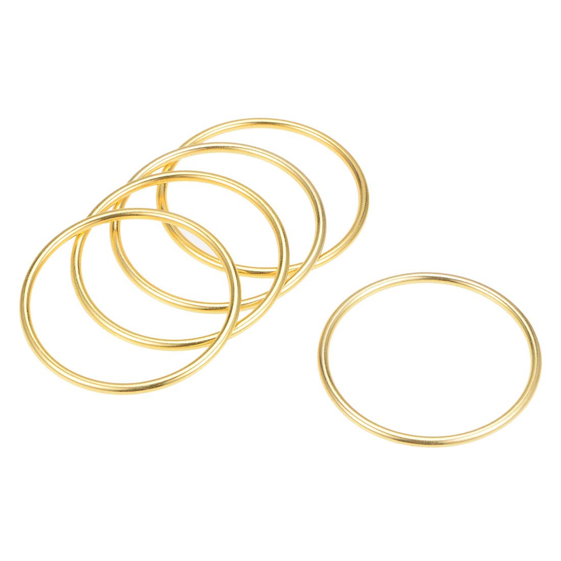 sourcing map O Ring Buckle 40mm(1.6") ID 3mm Thickness Zinc Alloy O-Rings for Hardware Bags Belts Craft DIY Accessories, Gold Tone 5pcs