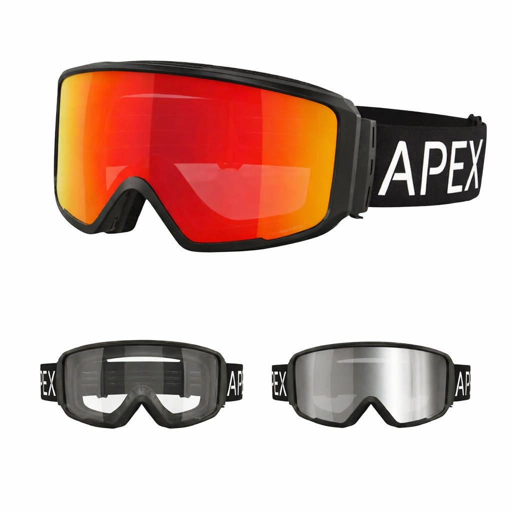 Apex Series Mountain Bike Cycling Goggles | 3 x Quick-Release Magnetic Lens, Anti-Fog & Impact Resistant with EVA Case & 3 Lenses (Clear, Revo Red, Smoke) - Designed by MTB Riders