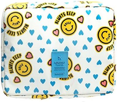 TZWNS Multi-function Beauty Travel Kit Holder Bathroom Make Up Kits Storage Cosmetic Makeup Bag Carry Case Pouch Organizer Toiletry Wash Bag with Hanging Hook for Women Men (Yellow Smile Face)