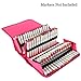 Huhuhero Marker Case, 120 Slots Extendable and Foldable Oxford Organizer with Carrying Handle for Permanent Paint Marker, Dry Erase Marker, Repair Marker Pen, Color Highlighter, Rose Pink
