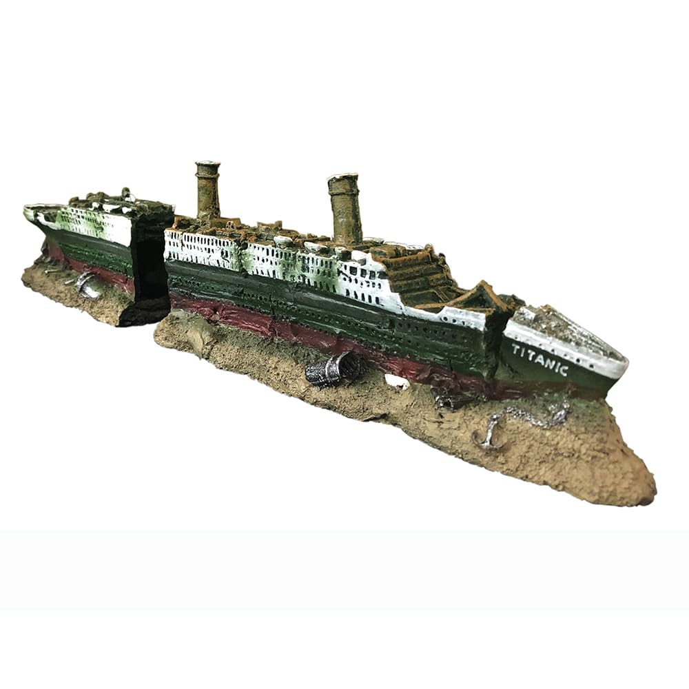 SLOCME Aquarium Titanic Shipwreck Decorations - Resin Material Ship Decorations，Fish Tank Sunken Ship Ornament Aquarium Environment Friendly Decorations