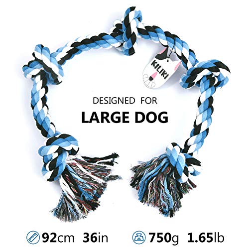 EASTBLUE Dog Rope Toys for Aggressive Chewers 3 Feet 5 Knots