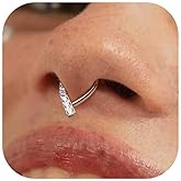 BodyBonita 16G Septum Ring - 316L Surgical Steel Teardrop Nose Rings Hoops Clear CZ Nose Piercings Daith Piercing Jewelry Tragus Helix Rook Cartilage Earrings for Women 8mm