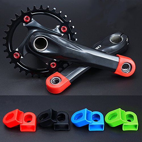 NICEDACK Bicycle Crankset Protective Cover, 2 PCS Sleeve Protector Mountain Road Bike Arm Boots Fixed Gear Bicycle Crank Protective Cover (red)