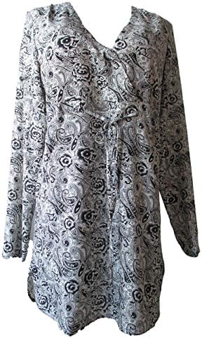 HiCollection Casual V Neck Floral Print Plus Size Dress Long Sleeve XL