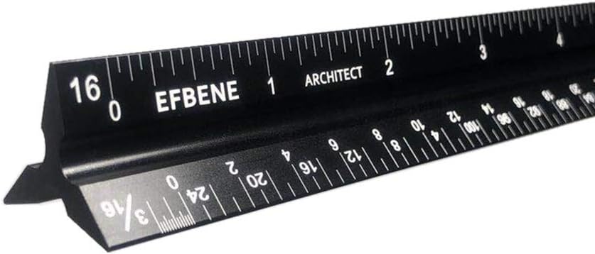 EFBENE Architect Scale Solid Aluminum Laser Etched, 12 inch (1 Pack)
