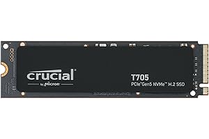 Crucial New 2024 T705 1TB PCIe Gen5 NVMe M.2 SSD - Up to 13,600 MB/s - Game Ready - Internal Solid State Drive (PC) - +1mo Adobe CC - CT1000T705SSD3