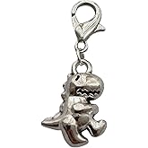 WYGUYO 2Pcs Dinosaur Charm, Pendant Clip, Purse Zip, Boho Metal Dinosaur Beads for Diy Jewelry