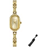 Dacdyi Vintage Petite Bracelet Gold Watch for Women Waterproof Quartz Wristwatch Oval Dial Dainty Dress Watches for Small Wrists Bracelet Adjustment Tool Included