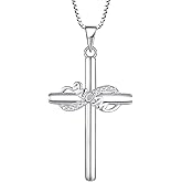 Vinoya 925 Sterling Silver Cross Necklace for Women Mom Infinity Cross Pendant Necklace for Mother's Day Jewelry