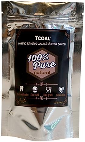 Activated Charcoal Powder by TCOAL, Food Grade Raw Coconut Premium Charcoal Natural Teeth Whitener, Detox, Digestion,Rejuvenates Skin and Hair, 3.5 Oz