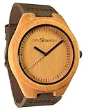 GEN Bamboo LeGENd Men's Wooden Bamboo Watch in Brown with Genuine Leather Strap (Japanese Quartz)