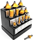 KHCRAFT Router Bit Set 1/4-Inch Shank Tungsten Carbide Bits 12-Piece in Display Case for Woodworking