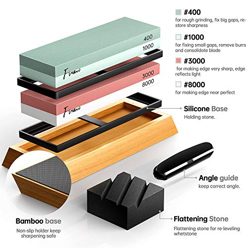 Knife Sharpening Stone Set, Finew Professional Whetstone Sharpener