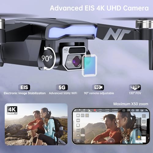 4K GPS Drone with Camera for Adults, 90 Min 3 Battery Long Flight Time | Auto Return, Follow Me, Long Control Range, Brushless Motor, 5G FPV RC Quadcopter for Beginners