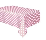 Polka Dot Plastic Tablecloth, 108" x 54", Light Pink