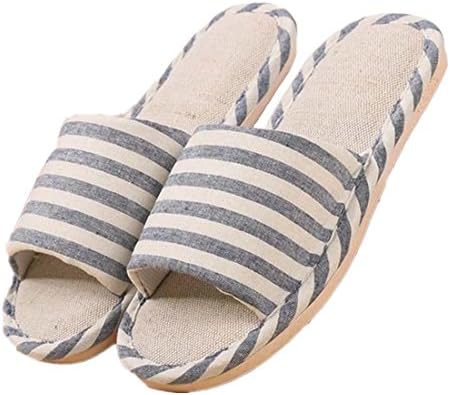 Kook Club Linen Slipper in Japanese Style Simple Line and Comfort Touch Jean Blue