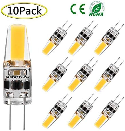 G4 LED Bulb Dimmable, Mini T3 JC Type 2Watt Bi-pin G4 Base LED Light Bulb Lighting Equivalent 15W-20W Halogen Track Bulb Lamps Replacement, AC/DC 12V, 180 Lumens Daylight White 6000K-6500K(10-Pack)