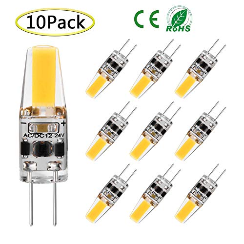 G4 LED Bulb Dimmable, Mini T3 JC Type 2Watt Bi-pin G4 Base LED Light Bulb Lighting Equivalent 15W-20W Halogen Track Bulb Lamps Replacement, AC/DC 12V, 180 Lumens Daylight White 6000K-6500K(10-Pack)