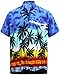 LA LEELA Mens Hawaiian Shirts Short Sleeve Button Down Shirt Men's Shirts Casual Beach Holiday Hawaii Island Shirts for Men Funny L Palm Tree, Blue
