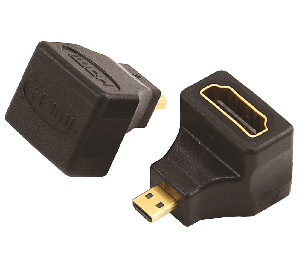 PremiumCord HDMI A to Micro HDMI Female to Male 90° Curved Full HD 1080p 3D Adapter Black Gold Plated Connectors kphdma-24