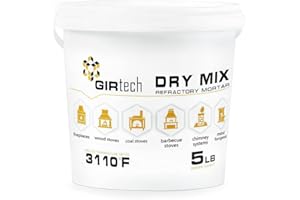 GIRtech Refractory Cement Dry Mix Mortar 5 LB 3110 Degree °F High Temp Heat Resistant Mortar for Repairing & Masonry, Fire Brick Lining Fire Pit, Fireplace, Kiln, Furnace, Forge