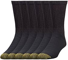Save on Gold Toe Mens 6-Pack Cotton Crew Athletic Sock, Black, 10-13 (Shoe Size 6-12.5) and more