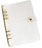 Clear Glitter Binder Cover A5 Size - 6-Ring Loose-Leaf Folder With Snap Closure (Silver)