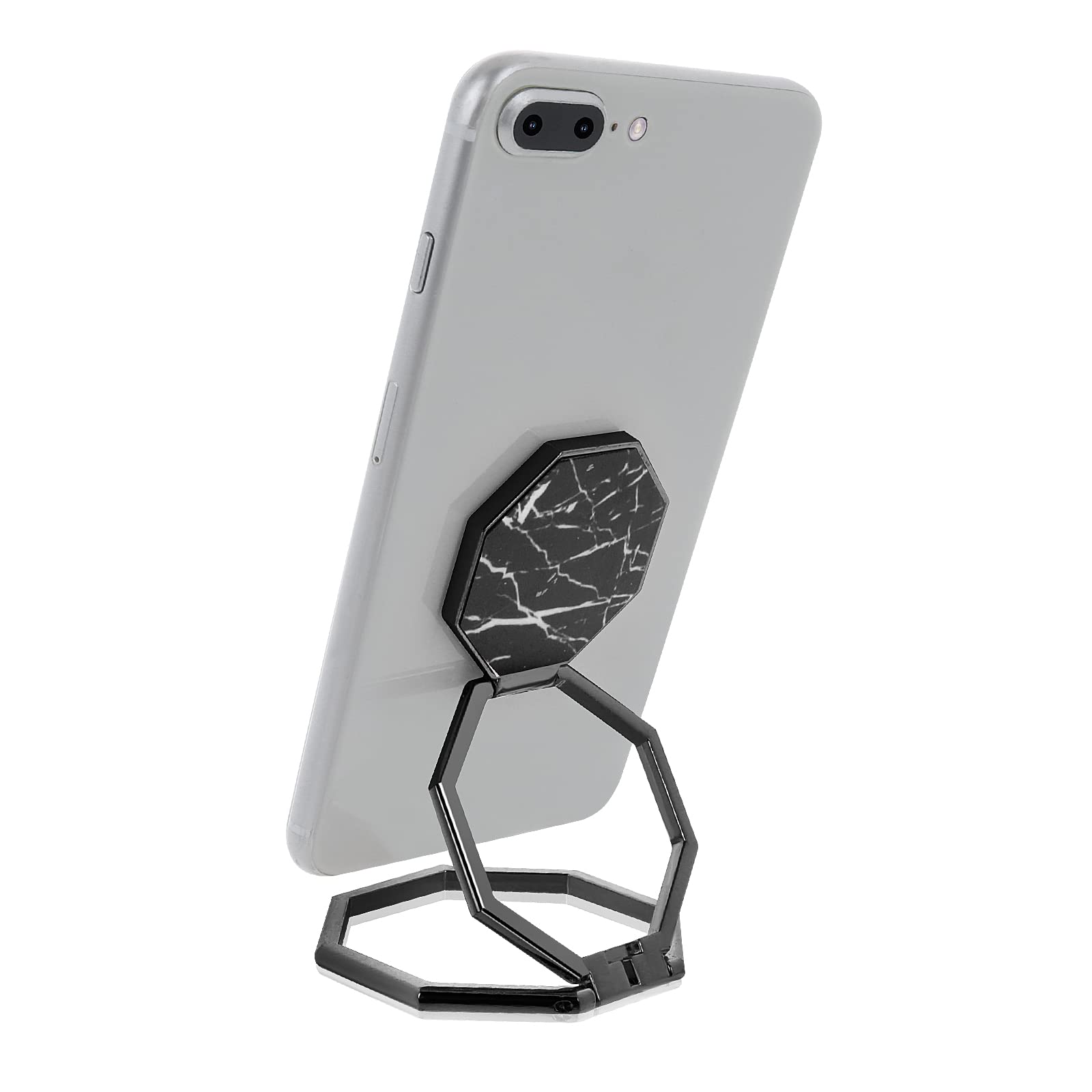 Cobee Cell Phone Ring Holder Finger Kickstand, 360° Rotation Metal Cellphone Back Grip Foldable Cell Phone Stand Adjustable Phone Holder Compatible with Most Smartphones (Black Marbling)