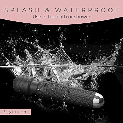 Wireless Full Body Wand Massager bed geek Handheld Waterproof Massager 20 Vibration Patterns 8 Speeds for Stress Relief in Black