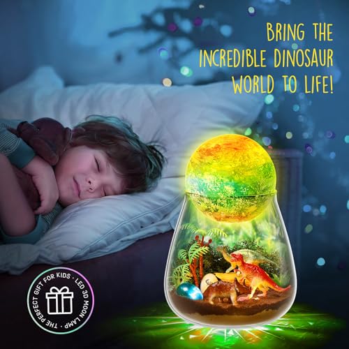 Dinosaur Terrarium Kit for Kids - Dino Kid Crafts with DIY Moon Lamp Kit - Birthday Gift for Boys Ages 4 5 6 7 8-12 Year Old - Arts and Crafts for Boy and Kids - Gifts for Boys