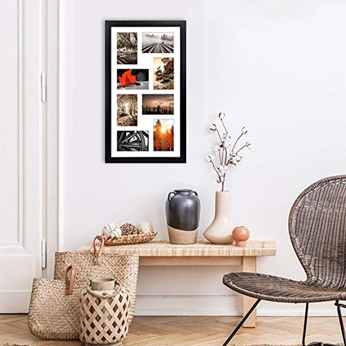 QUTREY 4x6 Black Collage Picture Frames Set of 2, 8 Openings Matted