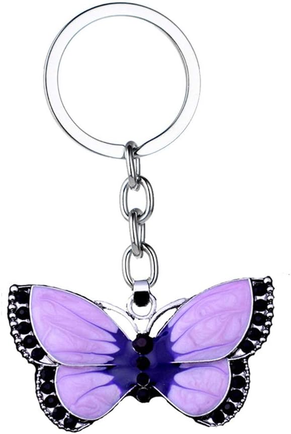 Daliuing Women Girls Keyring Fashion Rhinestone Butterfly Pendant Key Holder Portable Keychain Accessories Charms Handbag Wallet Purse Key Ring Organiser Gift