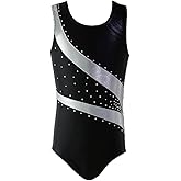 Girl Shiny Stripes Metallic Athletic Ballet Dance Tank Gymnastics Leotard Outfit