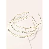 TEBIEKOY Silver Metal Wavy Headbands for Women, Elastic Hair Bands Stylish Thin Wavy Head Bands, Trendy Silver Hair Accessories Cute for Women Teens, 3 Pcs