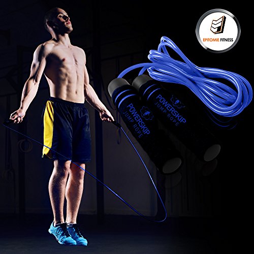 Epitomie Fitness PowerSkip Jump Rope with Memory Foam Handles and Weighted Speed Cable