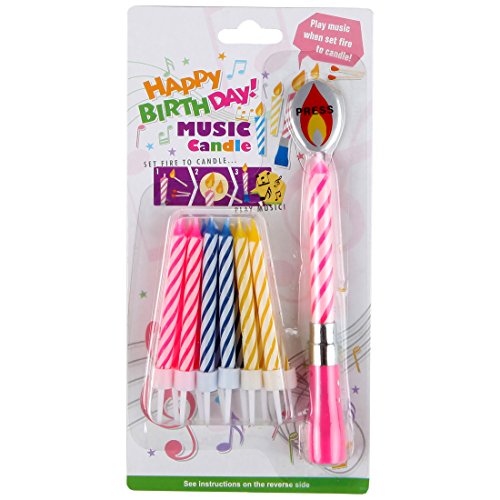 Lily’s Home Musical Happy Birthday Singing Party Candle – Pink – 13 Candles