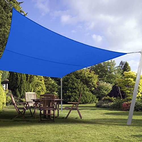 Peaktop 98% UV Block 24x24 Ft Square Sun Shade Sail Canopy Sun Shelter Perfect for Outdoor Patio Garden Swimming Pools Blue
