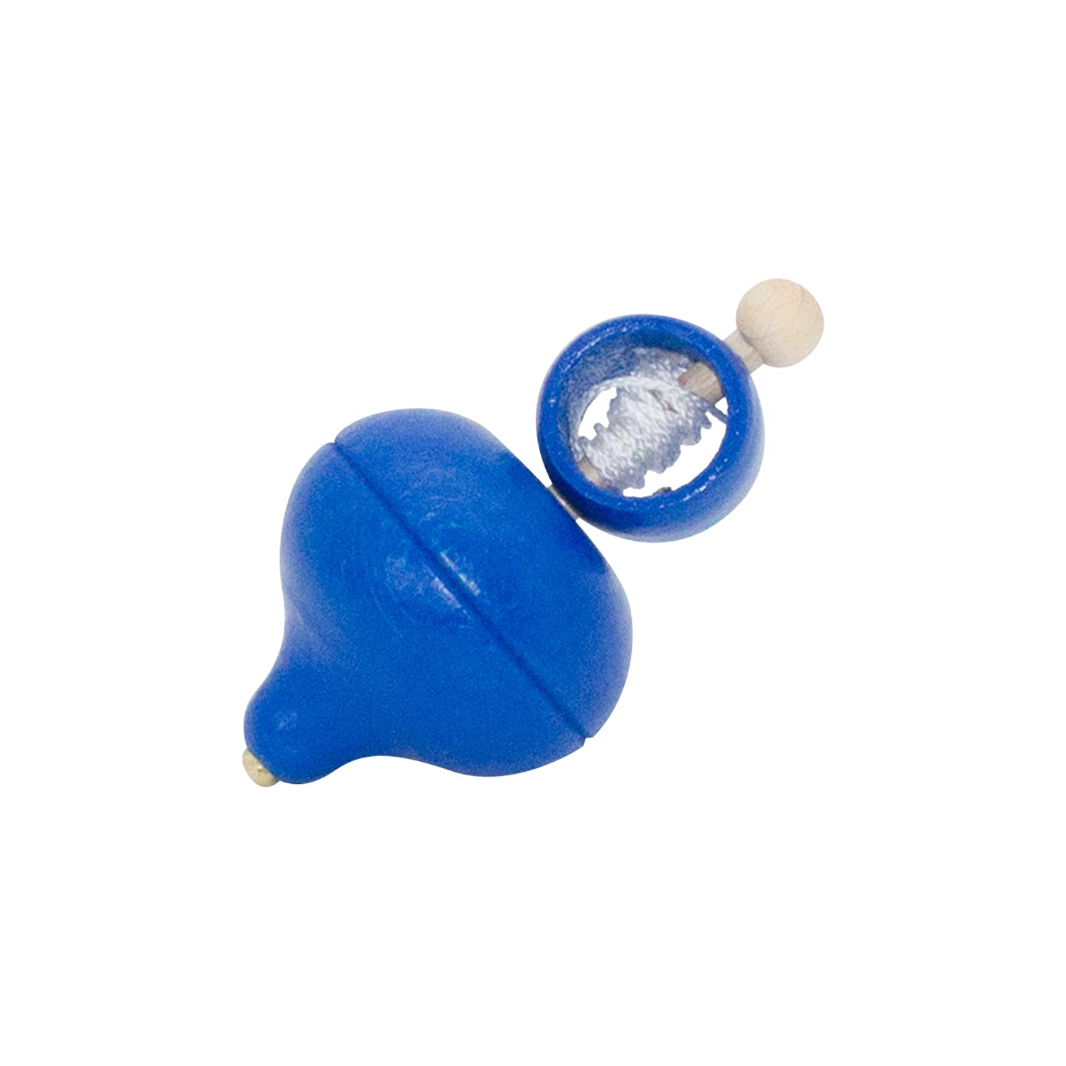 6420 Wooden Spinning Top Classic Spinning Top with Cord Drive (Blue)