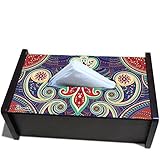 Kolorobia Paisley Wood Tissue Box, Multicolor