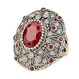 Vintage Jewelry Antique Ancient Gold Plated Mosaic Crystal Big Oval Women Ring (7)